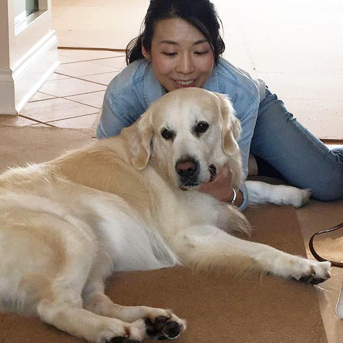 Psychologist Yu Yamamoto with her dog. 
