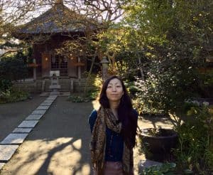 Hikari at a Japanese temple