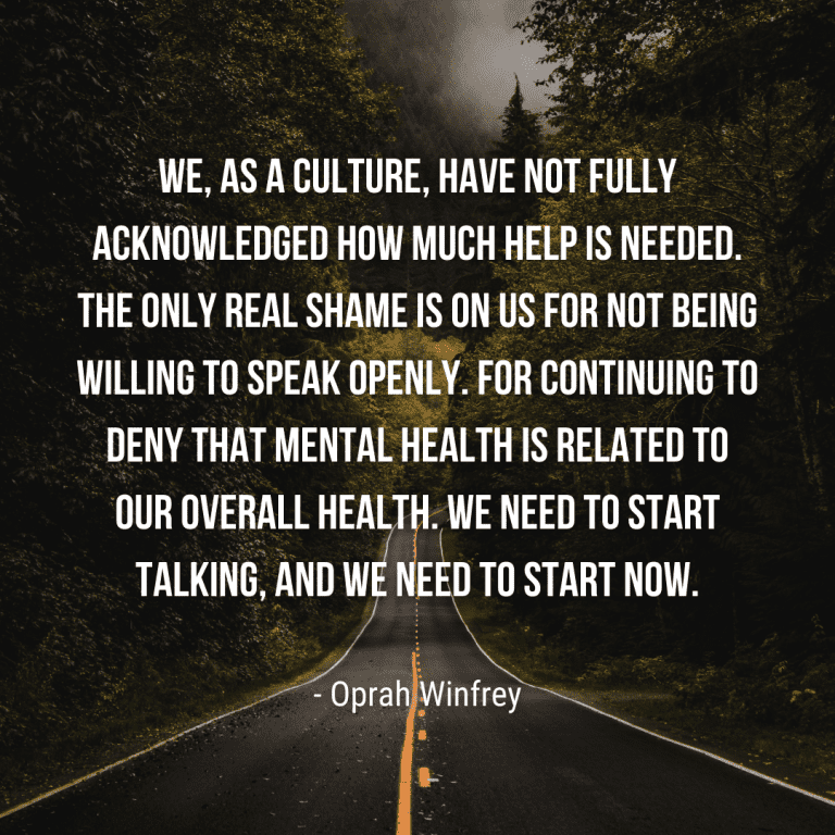 We, as a culture, have not fully acknowledged how much help is needed. The only real shame is on us for not being willing to speak openly. For continuing to deny that mental health is related to our overall health. We need to start talking, and we need to start now.