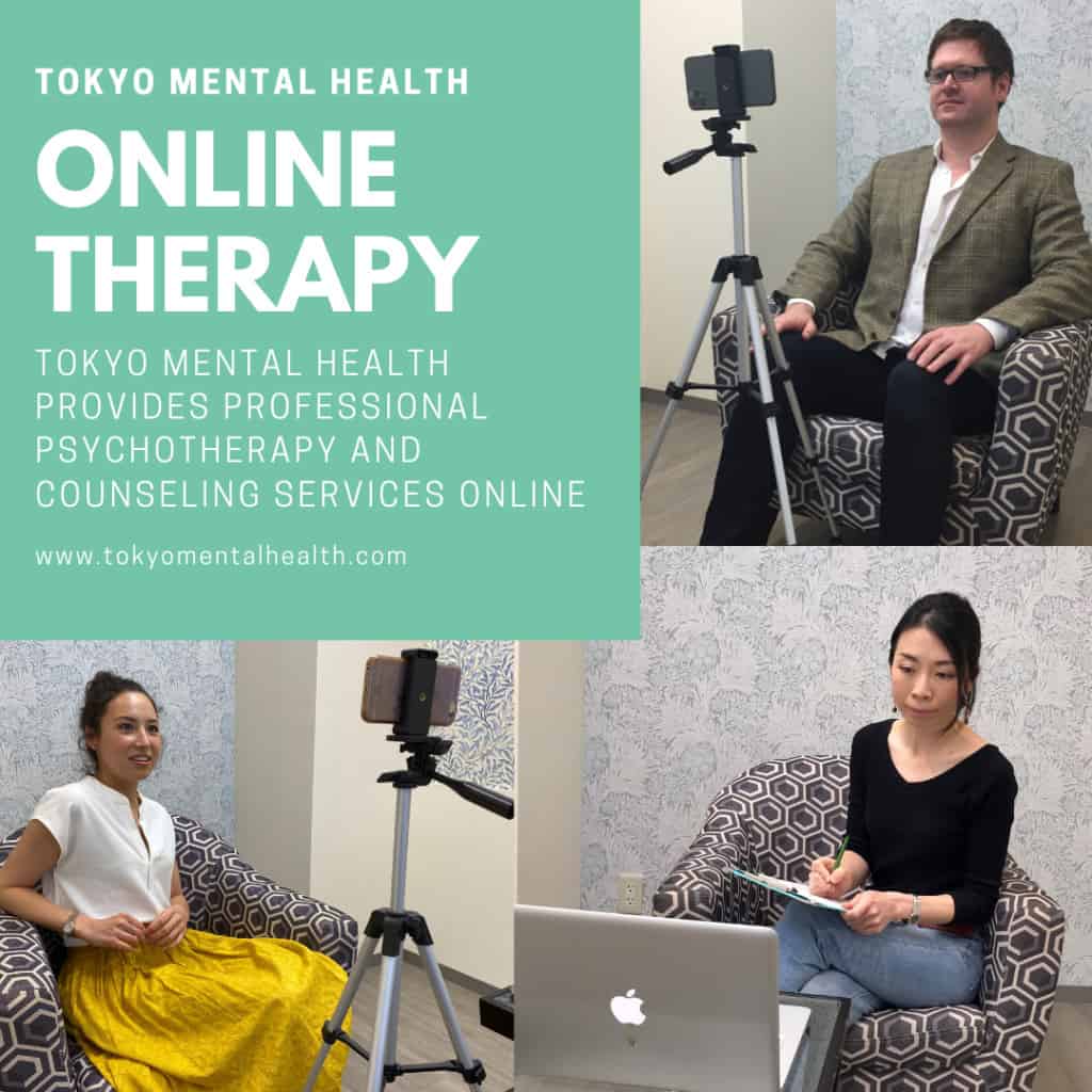Psychologists Bronwen Dawson, Yu Yamamoto, and psychiatrist Dr. Andrew Kissane conducting online therapy appointments.